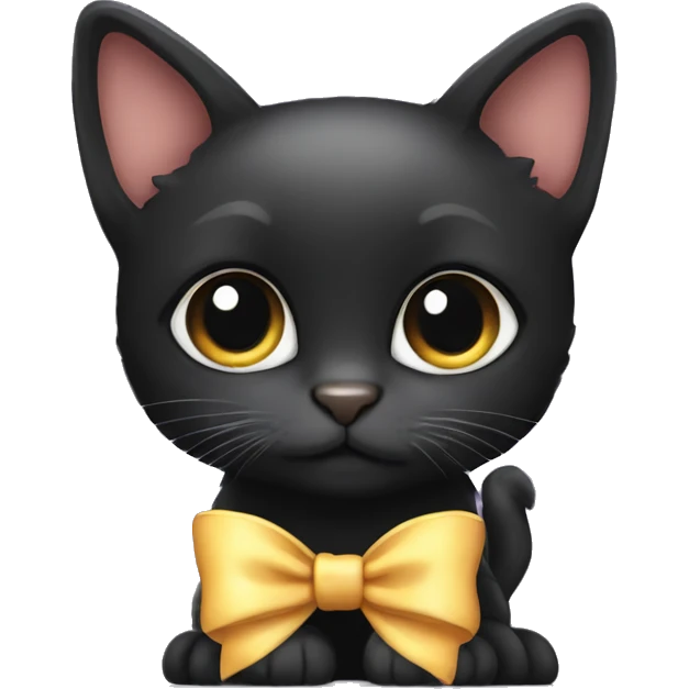 black kitten with bow  emoji