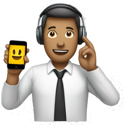 a man using mobile and headphone and showing call symbol with hand emoji