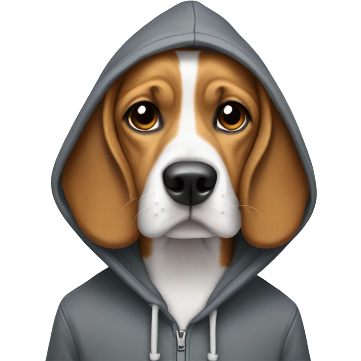beagle wearing handsome hoodie emoji