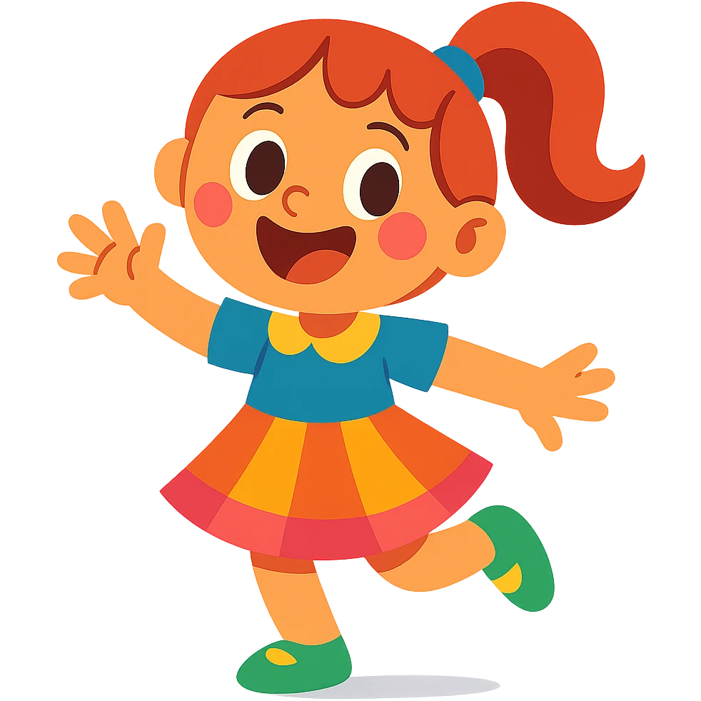cartoon-style girl in a playful and colorful design emoji