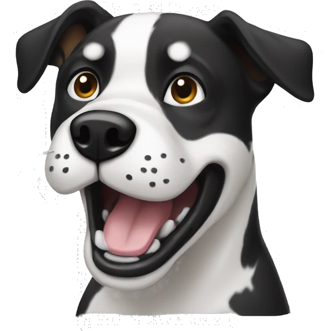 Black and white speckled dog snarl emoji
