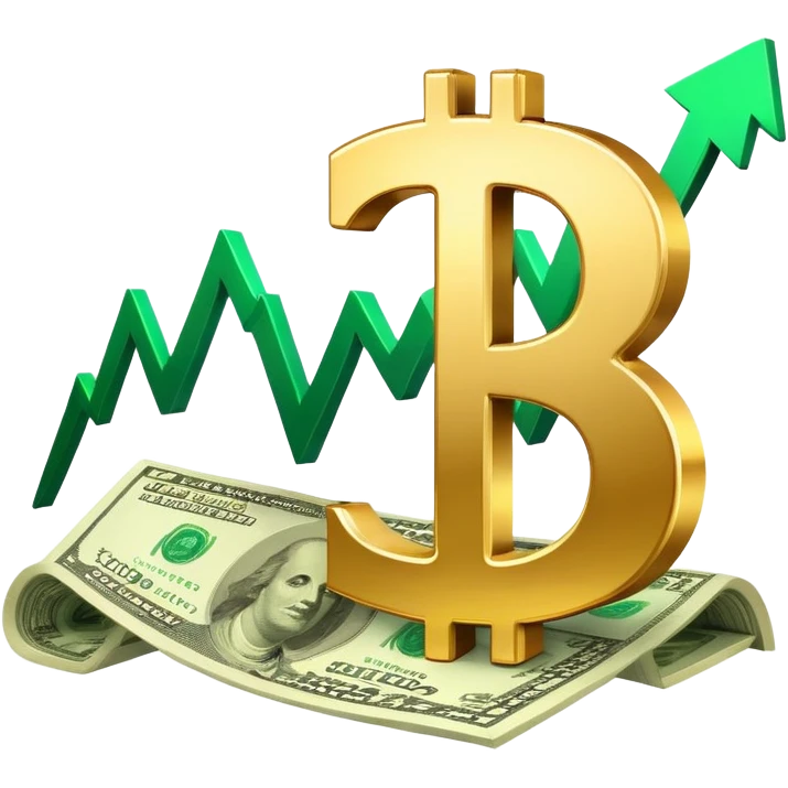 capitalism with dollar signs and stock market chart going up emoji