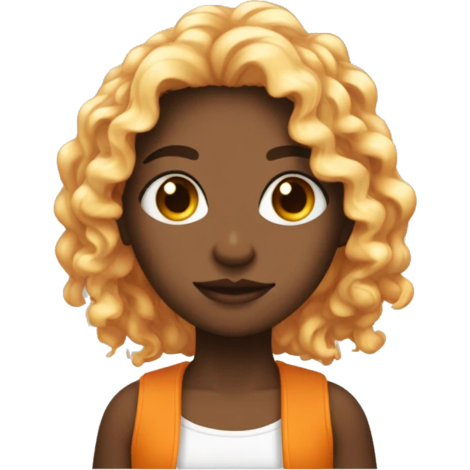 Una ragazza con capelli ricci arancioni con occhi a mandorla e una pelle bianca  emoji