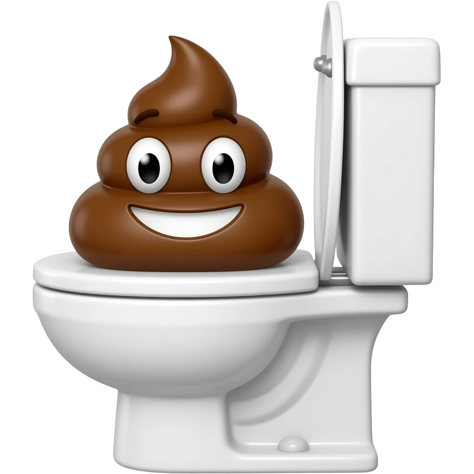 a poop sitting on the toilet doing a human emoji