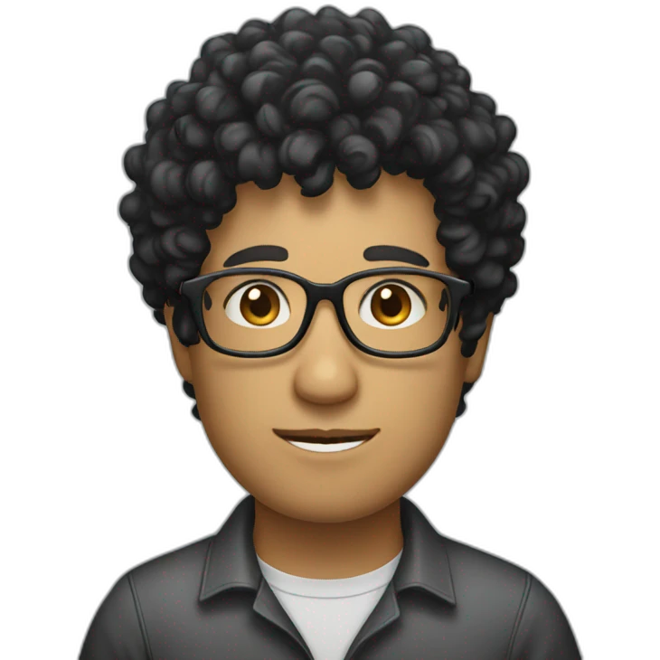 software developer with glasses and black curly hair emoji