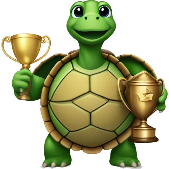 A turtle with a trophy on its back. emoji
