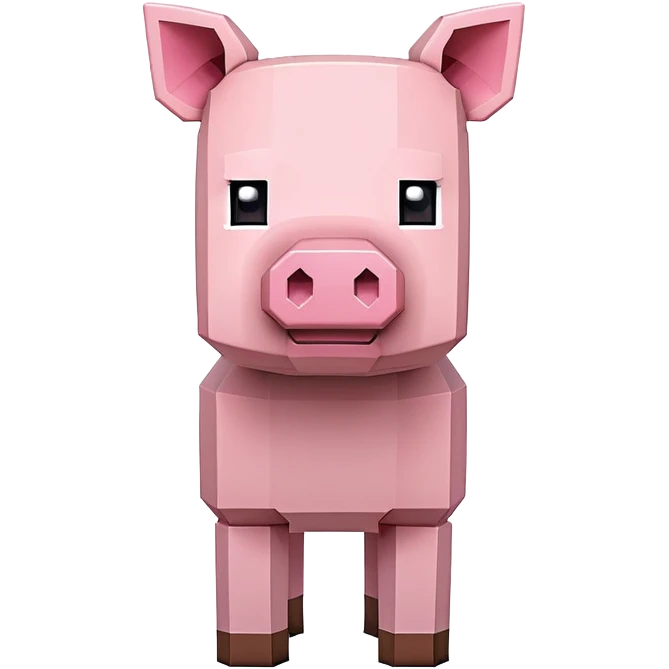 Minecraft pig, full body, pink blocky animal with square head emoji