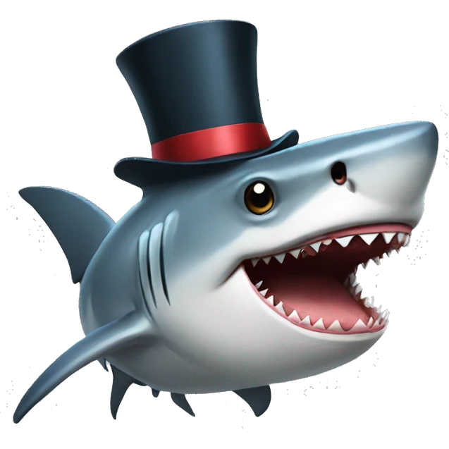 Shark with a top hat emoji