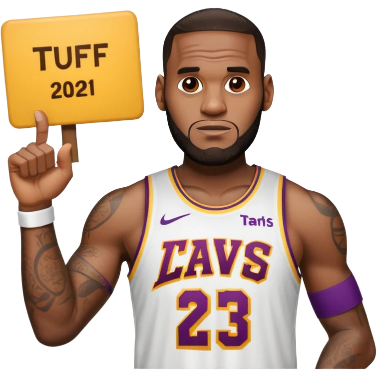 lebron with a sign that says TUFF emoji
