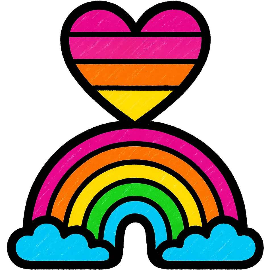 lesbian pride rainbow, vibrant colors, simple and bold, no text emoji