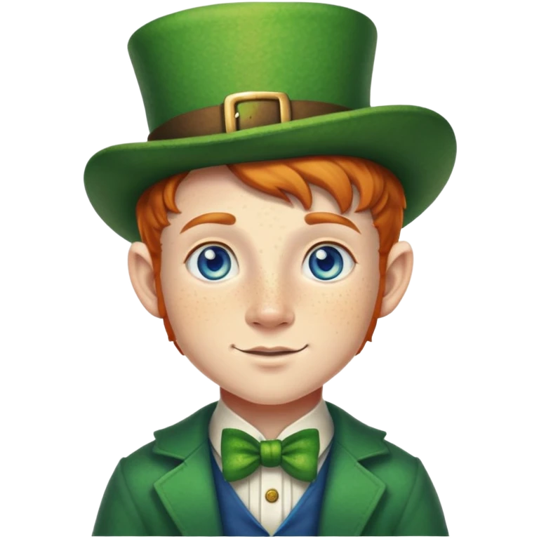 teenage leprechaun with freckles and blue eyes emoji