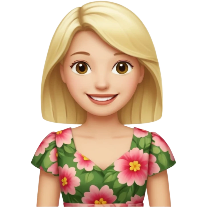 Blonde woman wearing floral dress emoji