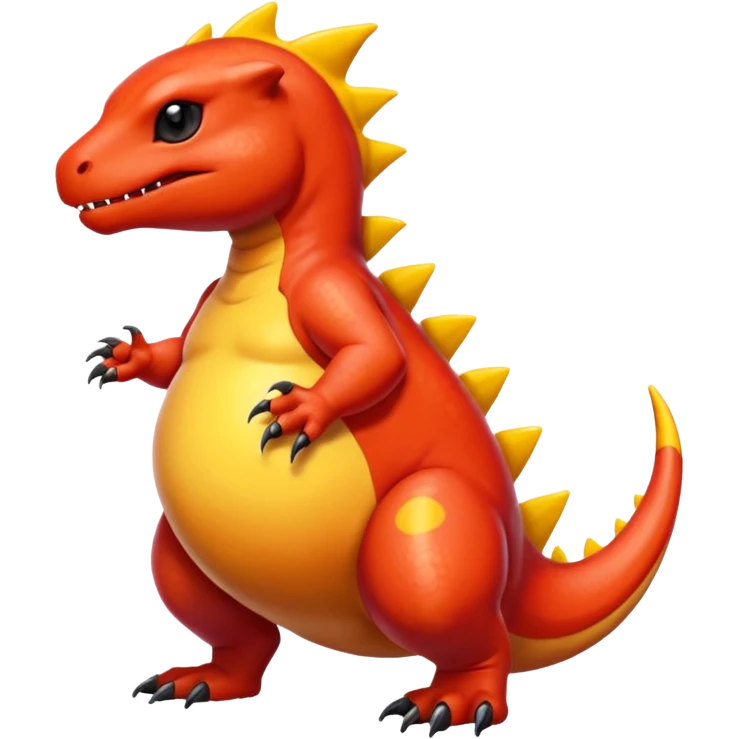 Big huge gigantic enormous fat chubby slimy gooey glossy oily pregnant Charmeleon-Zeraora-Salandit-fusion emoji