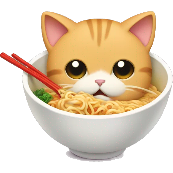 Cat eating ramen emoji