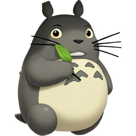 Totoro holding leaf umbrella from the movie my neighbor Totoro  emoji