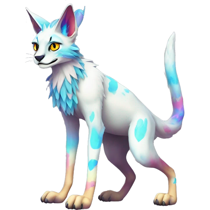 Epic Edgy Colorful ethereal eldritch Sergal-Serval-Fionbri full body emoji