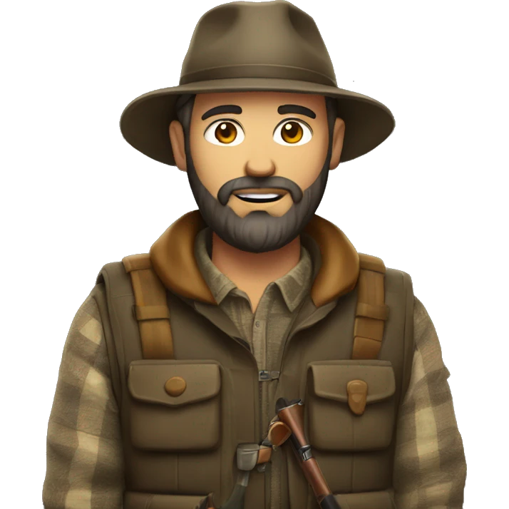 Man with beard with hunting clothes  emoji