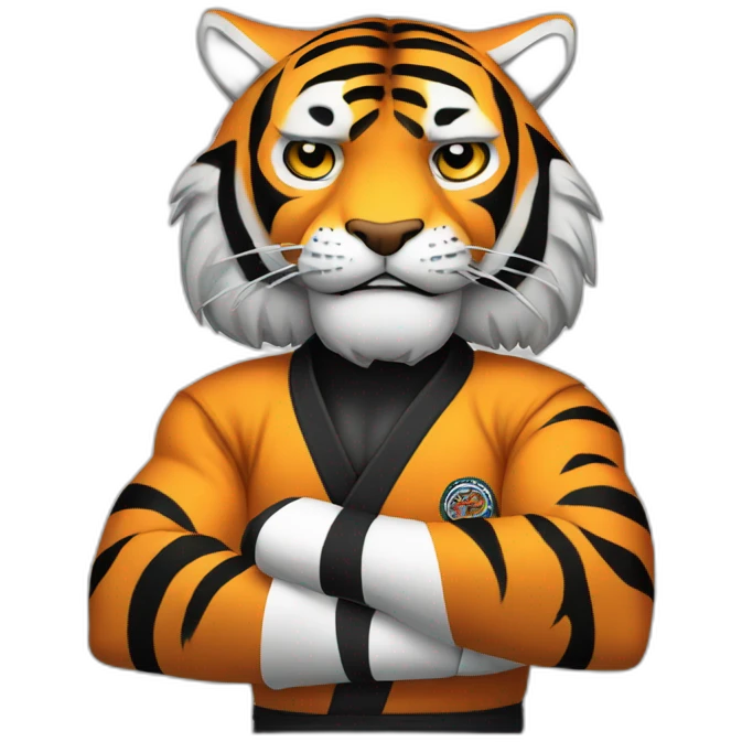 Tiger with evil face   jiu jitsu with his arms crossed emoji