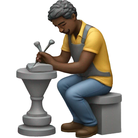 A sculptor sculpting emoji