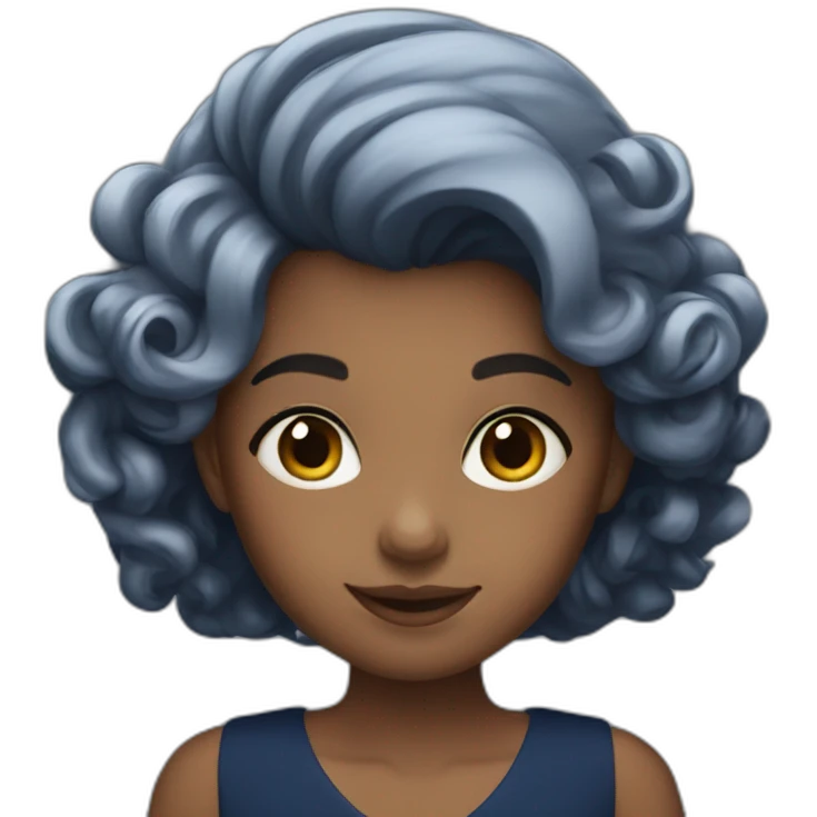 A girl with beautiful hair and wearing a navy blue dress emoji