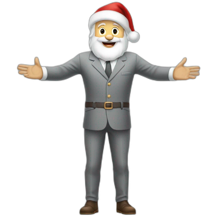 Full height Actively gesturing with hands pale skin Santa Claus in gray suit emoji