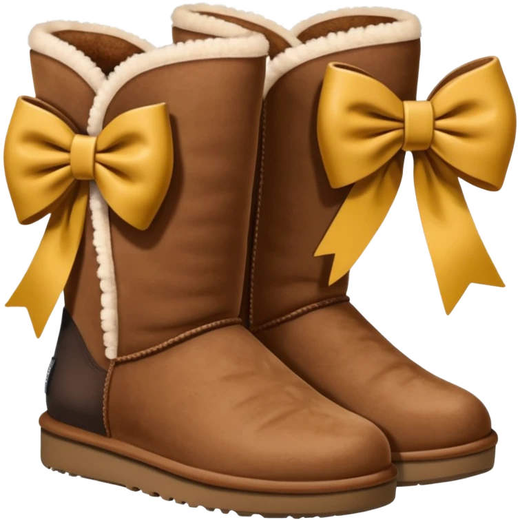 ugg boots that are ankle hight with a cheat bow on the back emoji