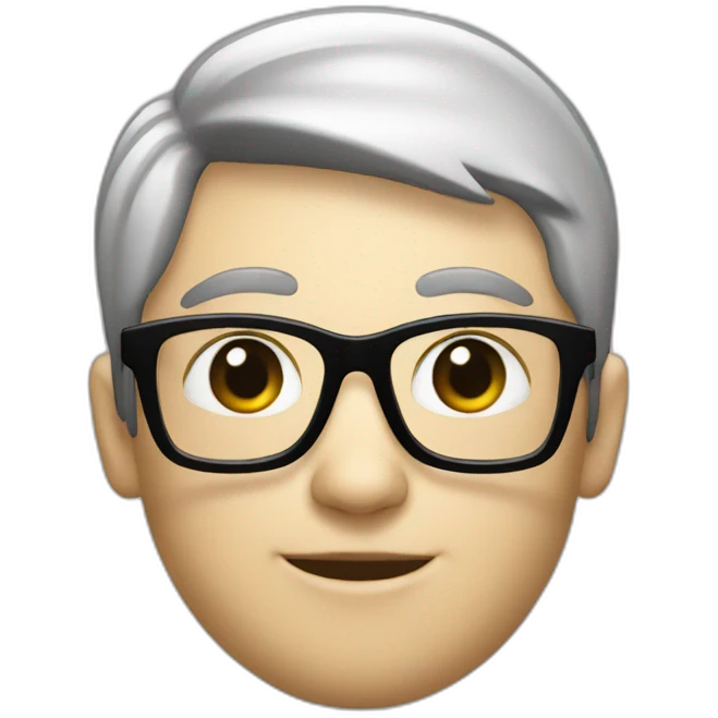 tech person, white skin, black hear, glasses,  emoji