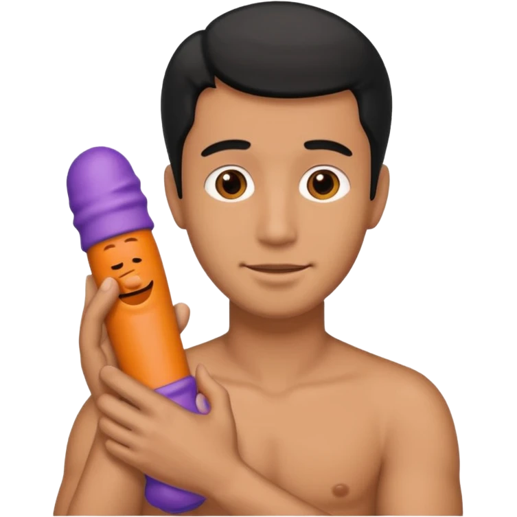 Man hugging a Penis dildo emoji