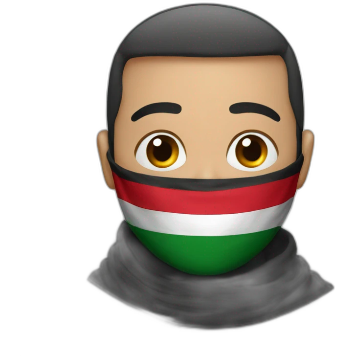 A Palestinian wearing a scarf with the Palestinian flag on his face  emoji