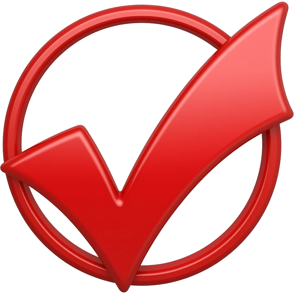 a verified tick mark in red color emoji