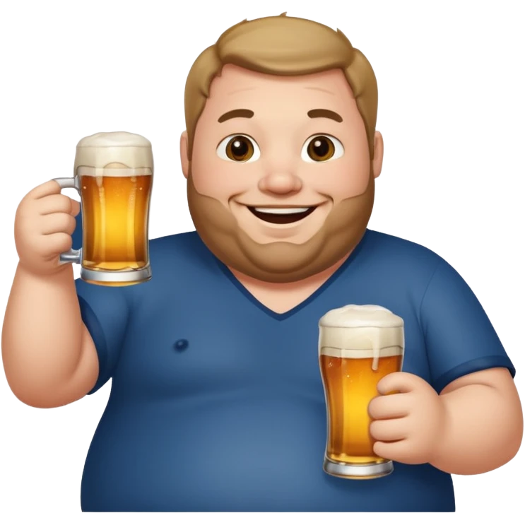 Fat man with beer emoji