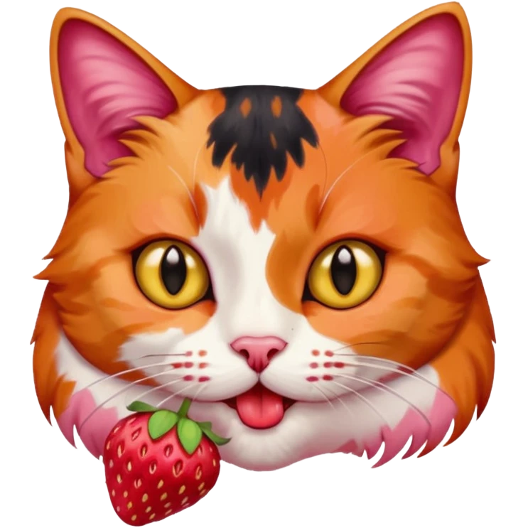 cat eating strawberries emoji