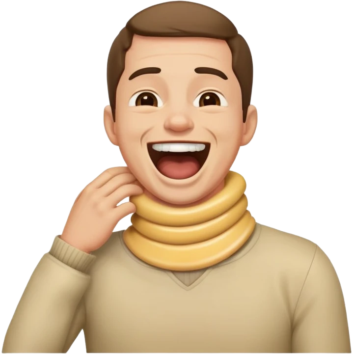 man choking his own neck but laughing emoji