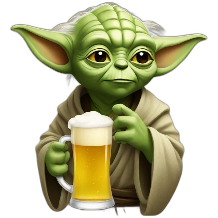 Yoda drinking beer emoji