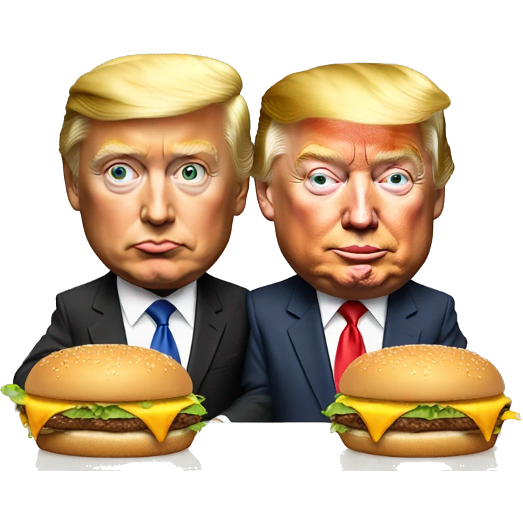 realistic donald trump and elon musk eating a burger - mcDonalds emoji