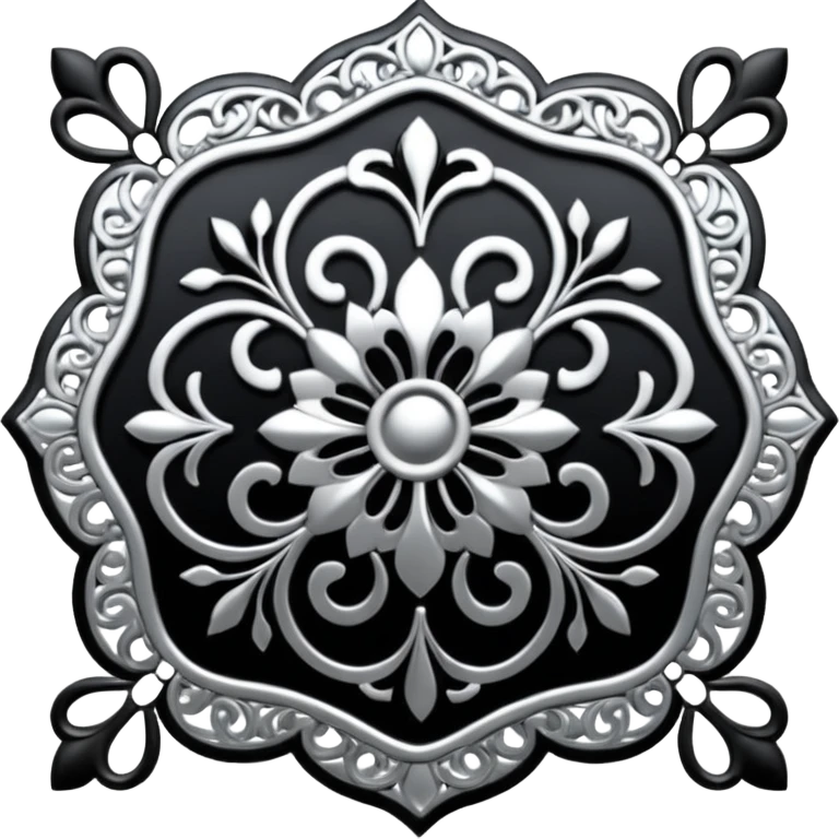 Black and silver filigree, 3D, extremely detailed design emoji
