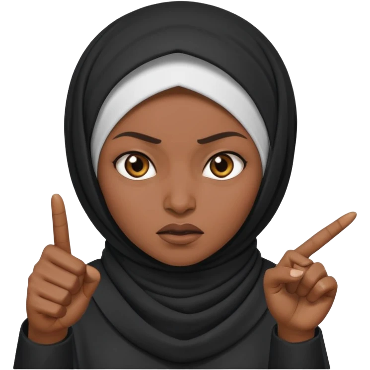 сердитая черная женщина мусульманка показывает рукой в право  emoji