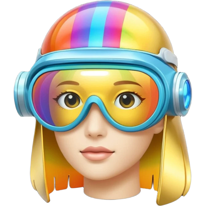 gold simulation rainbow visor goggles emoji