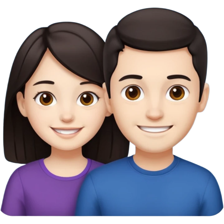 Brother ans sister, white skin, dark hair emoji