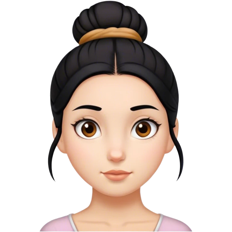 Girl with black hair and brown eye and bun in hair emoji