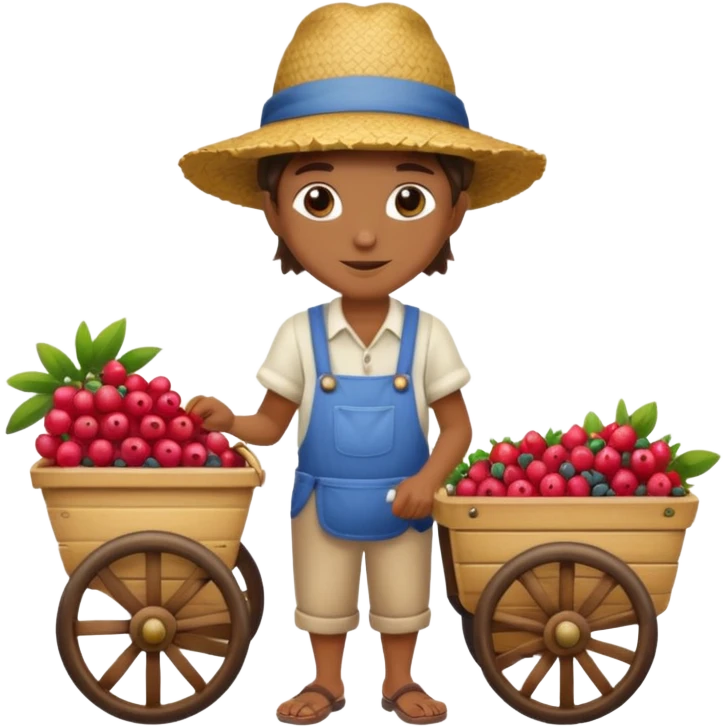 Vendor + berry cart, emoji