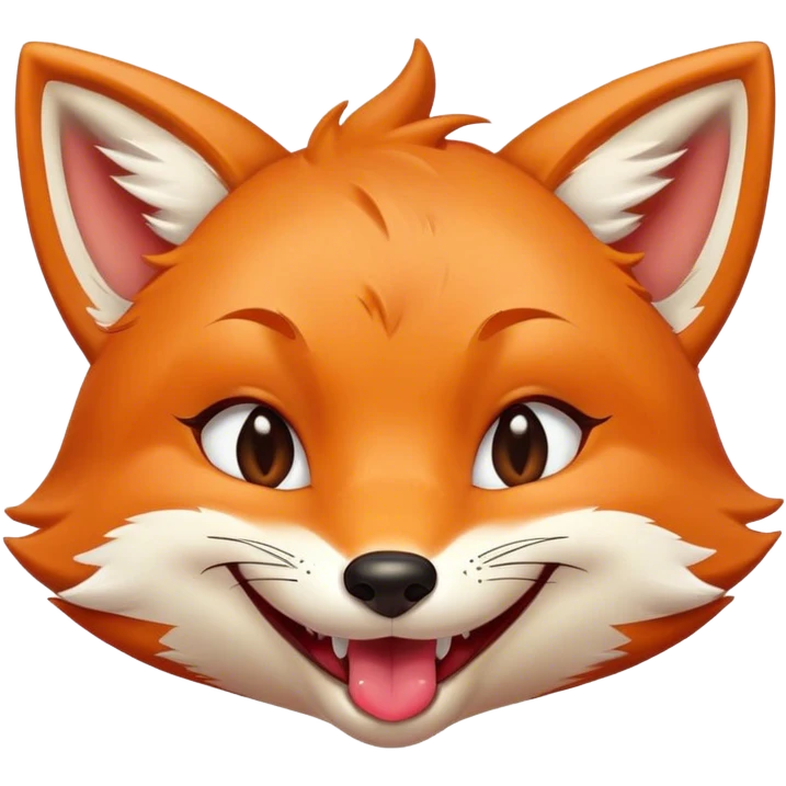 Mischievous girl fox grinning with eyes closed and tongue sticking out emoji