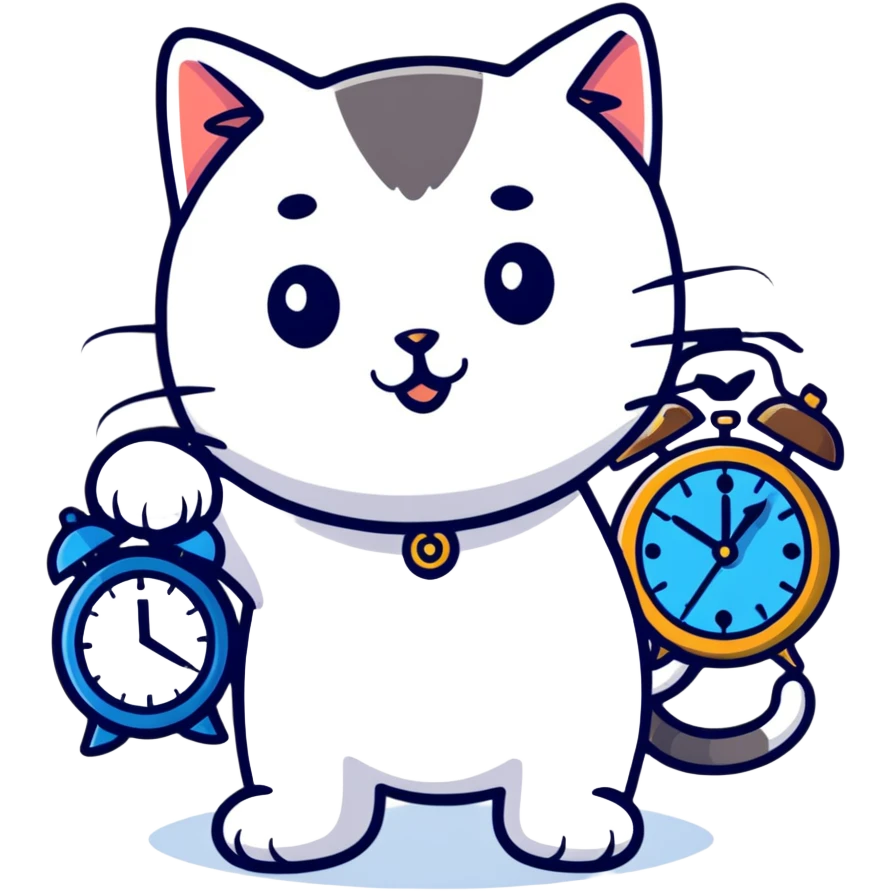 cat with a clock emoji
