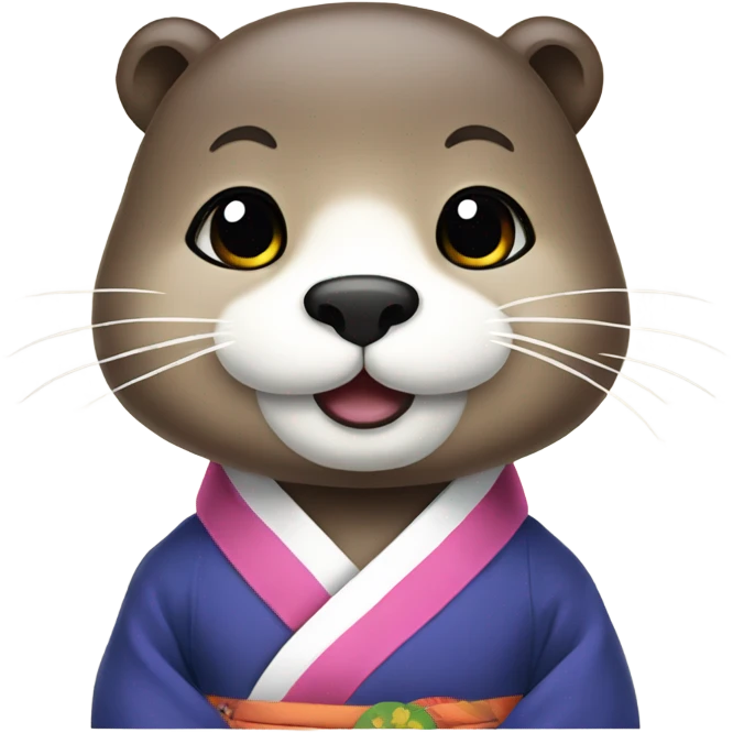 a otter face wearing traditional korean hanbok emoji