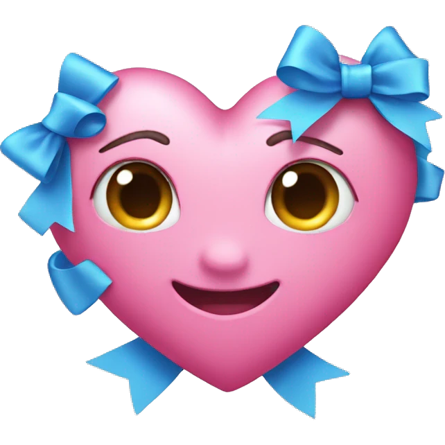 Pink heart blue bow emoji