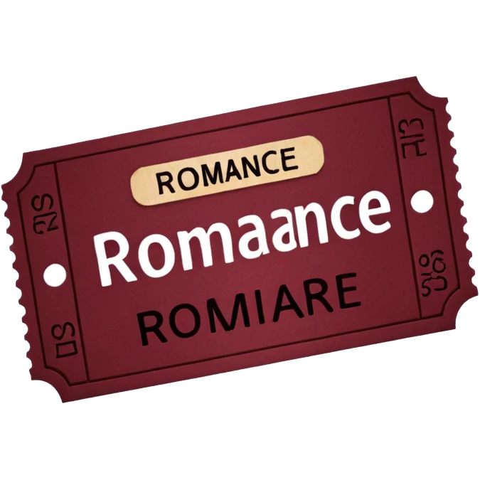burgundy ticket with the word romance on it emoji