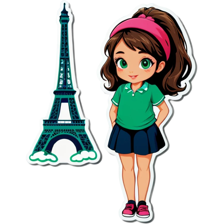 Girl with a shirt paris green emoji