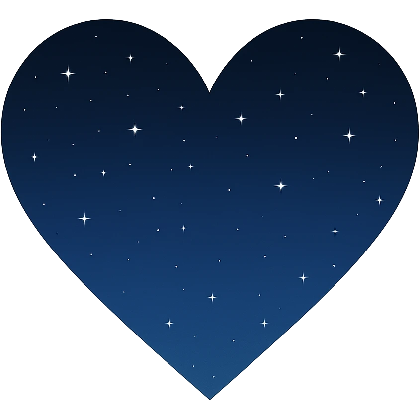 Keep only the heart with a night sky gradient, tiny stars scattered, midnight theme, no background. emoji