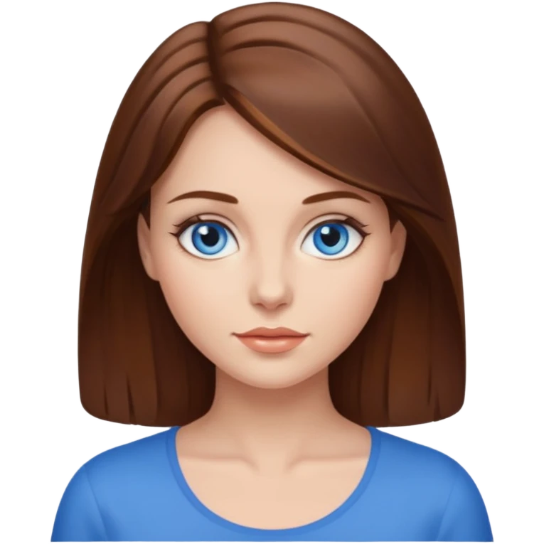 A beautiful woman with brown hair and blue eyes emoji