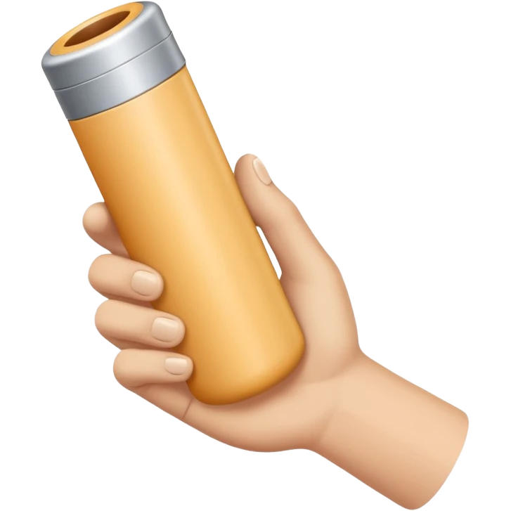 one single beige skin colored hand holding a cylindrical tube emoji